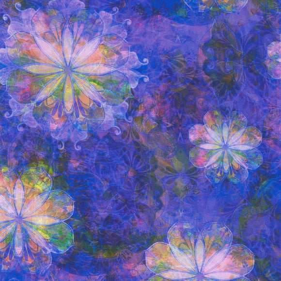 Violet Flowers  - from Venice by Robert Kaufman,  sold in 1/2 yard increments