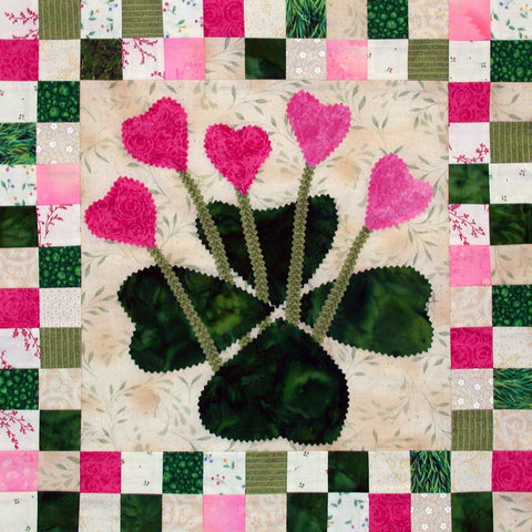 Irish Spring - Checkerboard Flowers  Pattern - StoryQuilts.com