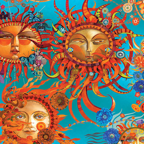Season of the Sun -  Turquoise/Multi Sun Allover # 13192B-81