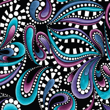 Xanadu  Paisley Rhythm Black/Multi 16154-12