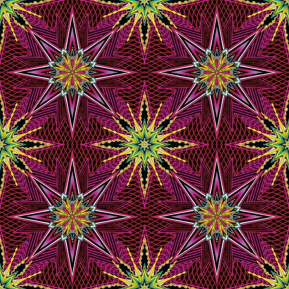 What If by Paula Nadelstern, Prima Donna, Radio Star, 16253-10 red/multi,  sold in 1/2 yard increments