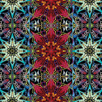 Paula Nadelstern's Thirty One Wingspan Electric Lace Red/Multi # 16561B-10,  sold in 1/2 yard increments  Fabric - StoryQuilts.com