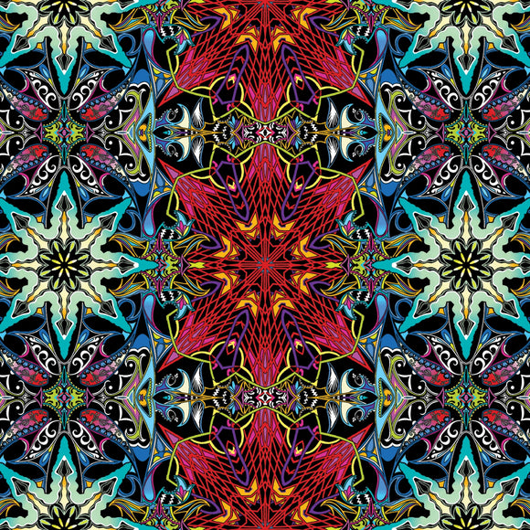 Paula Nadelstern's Thirty One Wingspan Electric Lace Red/Multi # 16561B-10,  sold in 1/2 yard increments