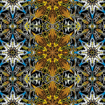Paula Nadelstern's  Wingspan Electric Lace Gold/Multi # 16561B-33,  sold in 1/2 yard increments  Fabric - StoryQuilts.com