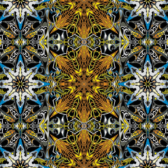 Paula Nadelstern's  Wingspan Electric Lace Gold/Multi # 16561B-33,  sold in 1/2 yard increments