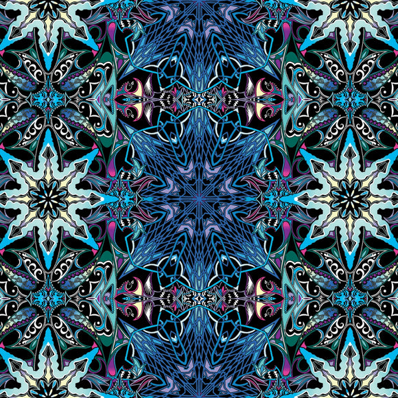 Paula Nadelstern's Thirty One  Wingspan  Electric Lace Blue/Multi # 16561B-55,  sold in 1/2 yard increments