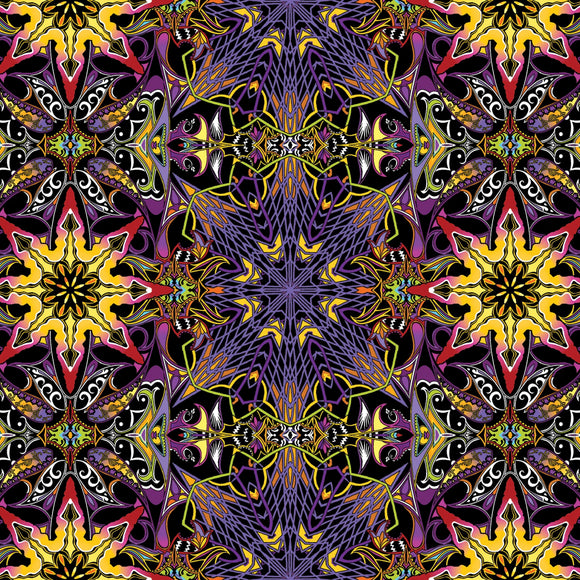 Paula Nadelstern's Thirty One  Wingspan Electric Lace Purple/Multi # 16561B-66,  sold in 1/2 yard increments