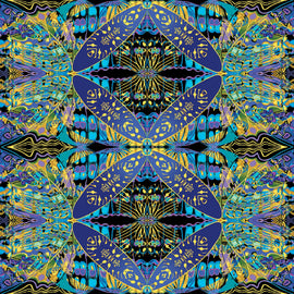 Paula Nadelstern's Thirty One Wingspan Blue/Multi # 16562B-55,  sold in 1/2 yard increments