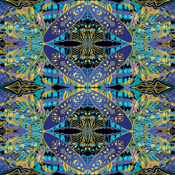 Paula Nadelstern's Thirty One Wingspan Blue/Multi # 16562B-55,  sold in 1/2 yard increments