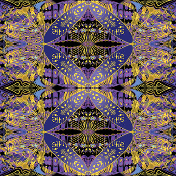 paula Nadelstern's Thirty One  Wingspan Purple/Multi # 16562B-66,  sold in 1/2 yard increments