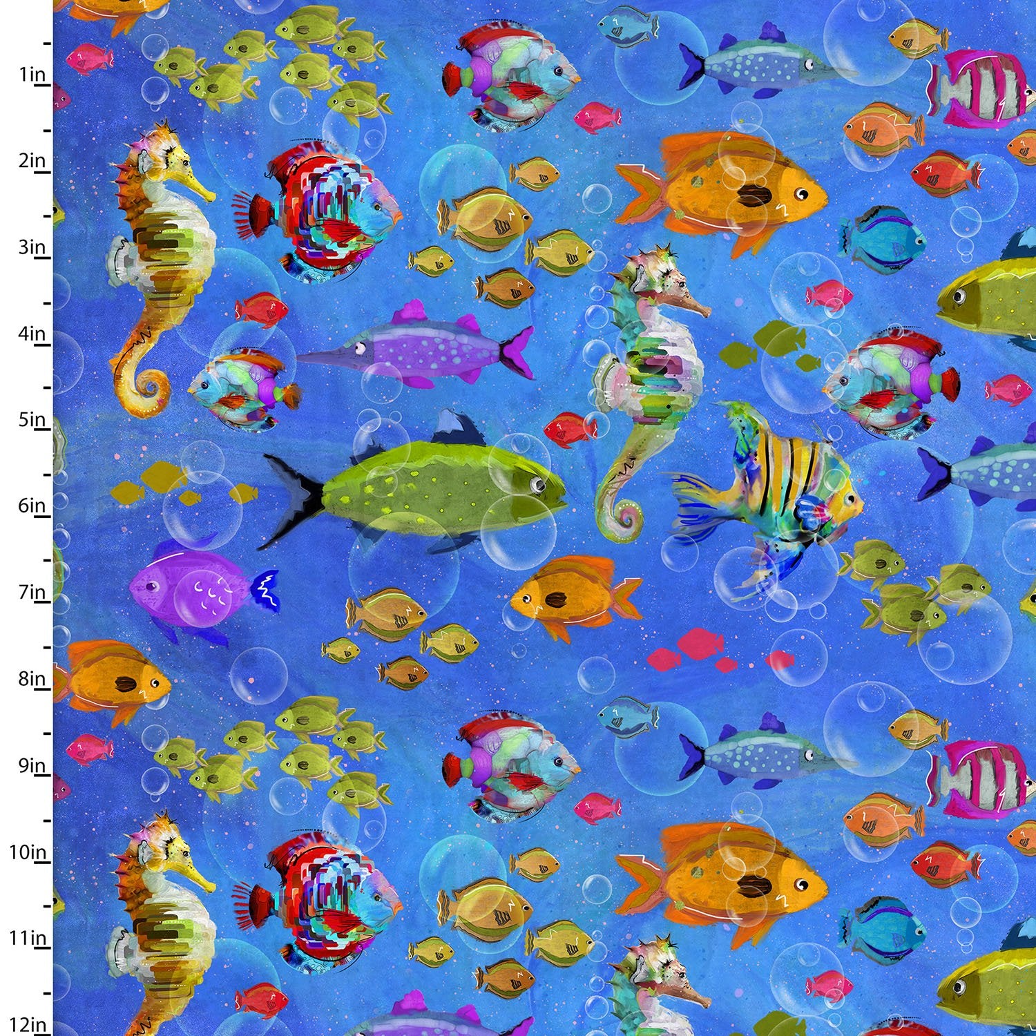 Fishes Galore in the Shining Sea collection by Connie Haley for 3 Wishes, 21690-mlt 1/2 yard