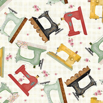 Vintage Machines 21696-CRM  Fabric - StoryQuilts.com