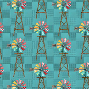 Whirling Windmill 21697-TEA  Fabric - StoryQuilts.com