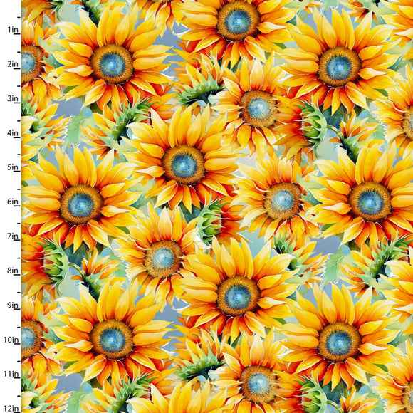 SUNFLOWER JEWELS YELLOW 22957-YLW-CTN-D,  sold in 1/2 yard increments