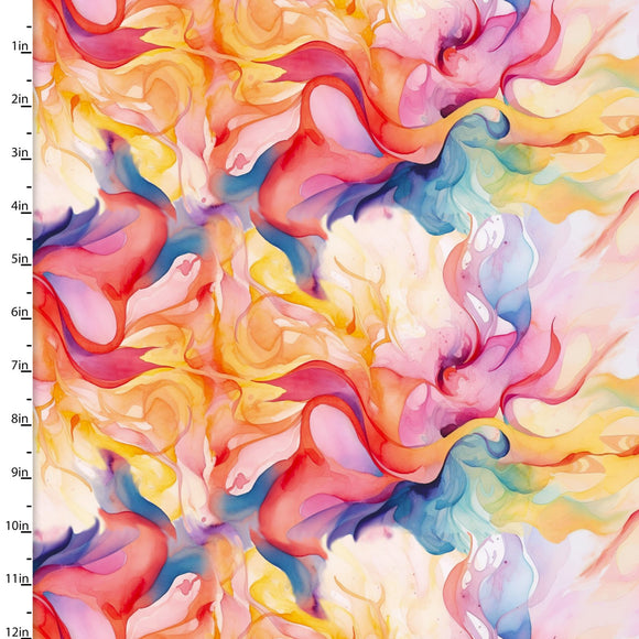 WATERCOLOR SWIRLS MULTI 22958-MLT-CTN-D,  sold in 1/2 yard increments