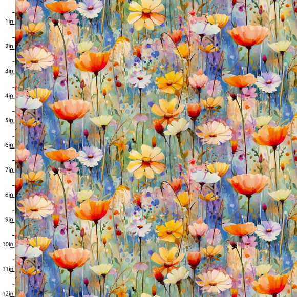 POPPY FIELD MULTI 22961-MLT-CTN-D, sold in 1/2 yard increments