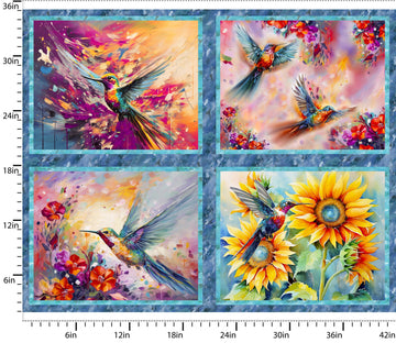 HUMMINGBIRD BOUQUET 36IN PANEL MULTI 22962-PNL  Fabric - StoryQuilts.com