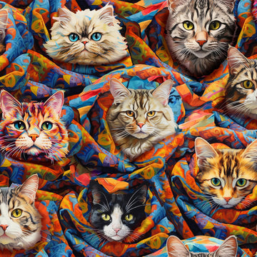 Multi Purrfect Purr-Ito # 22963-MLT,  sold in 1/2 yard increments  Fabric - StoryQuilts.com