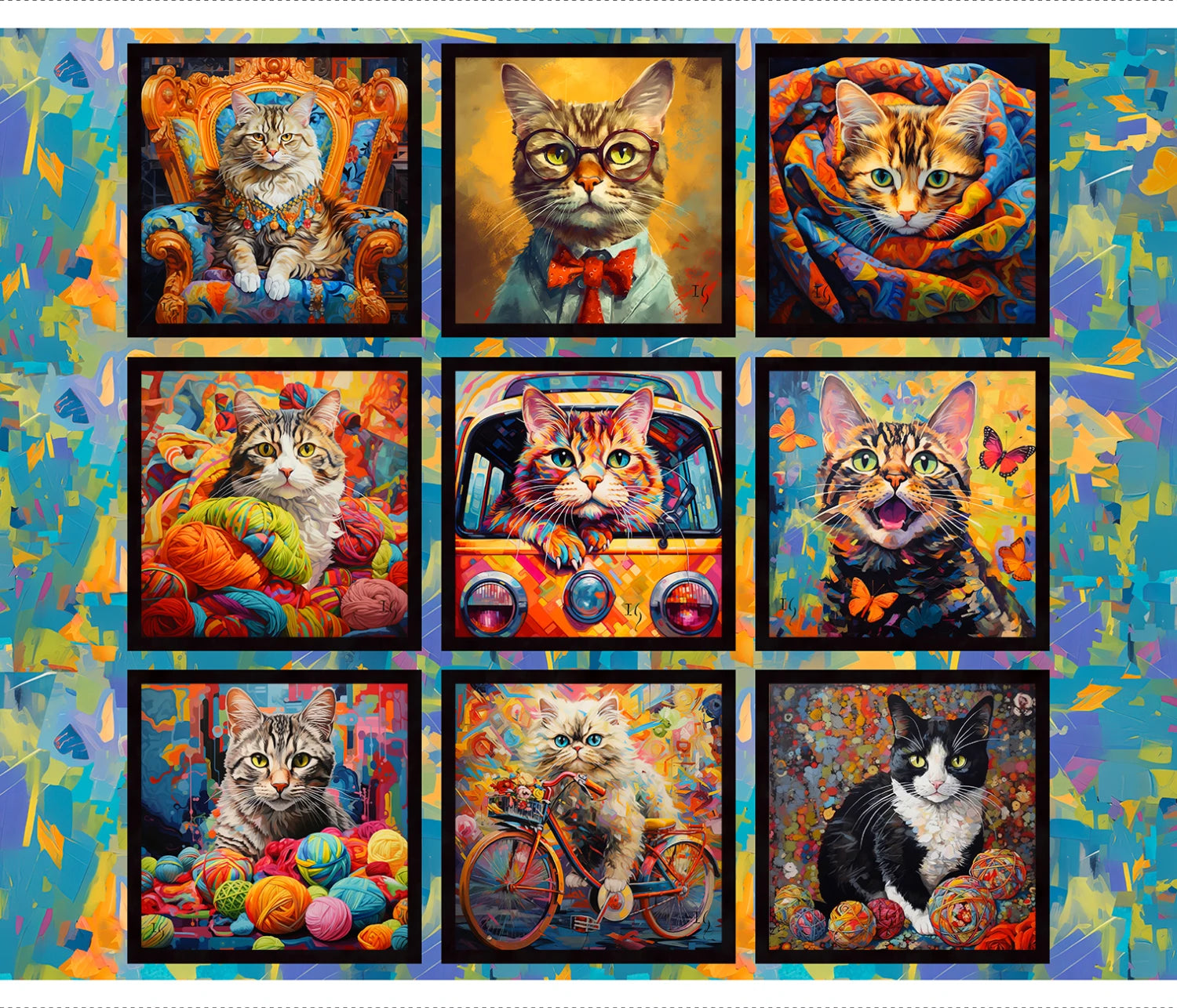 Multi Purrfectly Playful 36In Panel # 22969-PNL