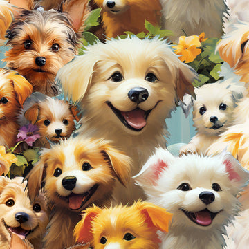 Multi Playful Pups # 22970-MLT,  sold in 1/2 yard increments  Fabric - StoryQuilts.com