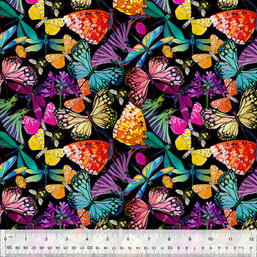 Gardenia - Flutter Black,  sold in 1/2 yard increments
