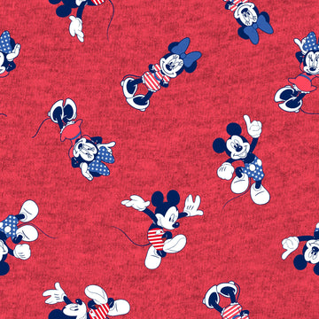Mickey and Minnie Patriotic Red Print  Fabric - StoryQuilts.com