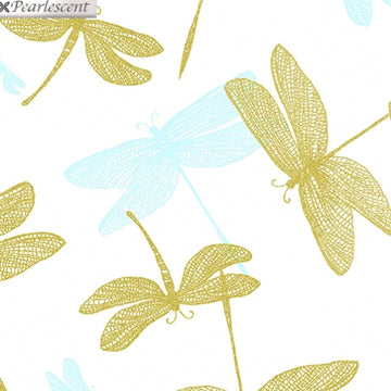 Shimmer and Shine Dragonfly white by Kanvas Studios 9706P 09 sold in 1/2 yard cuts   - StoryQuilts.com