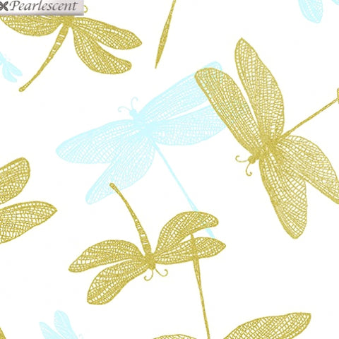 Shimmer and Shine Dragonfly white by Kanvas Studios 9706P 09 sold in 1/2 yard cuts