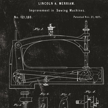 Sew Journal Sewing Machine Patent Black # C13887R-BLACK  Fabric - StoryQuilts.com
