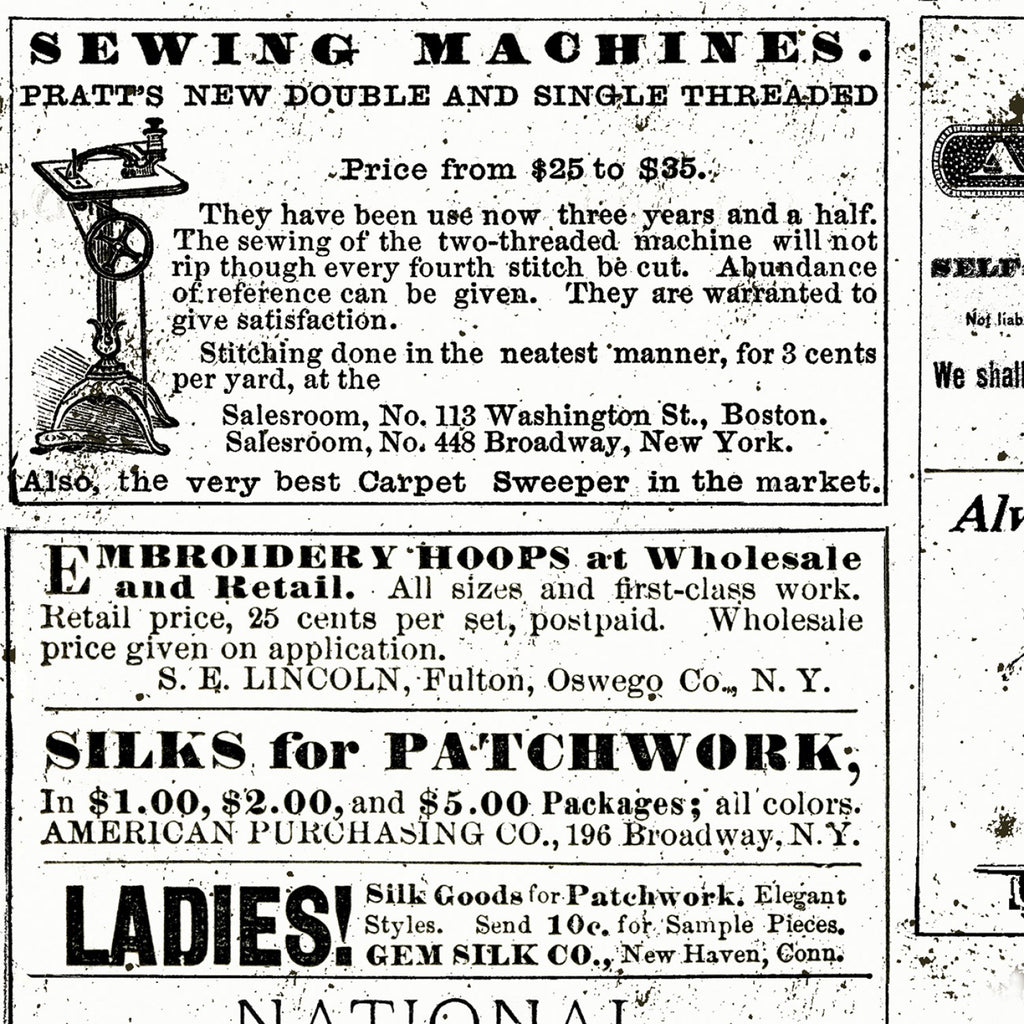 Sew Journal Vintage Sew Ads White # C13888R-WHITE