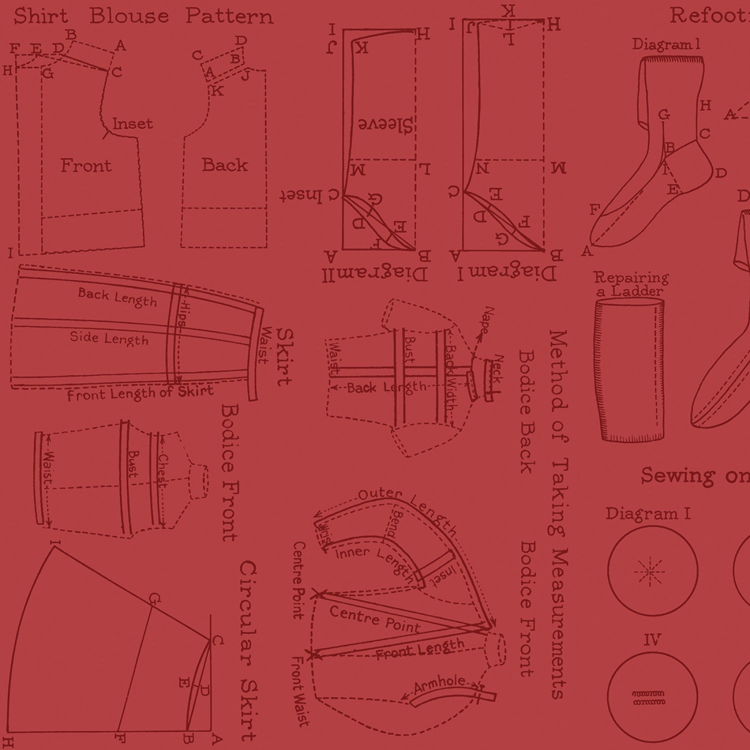 Sew Journal Needlecraft Red # C13896R-RED