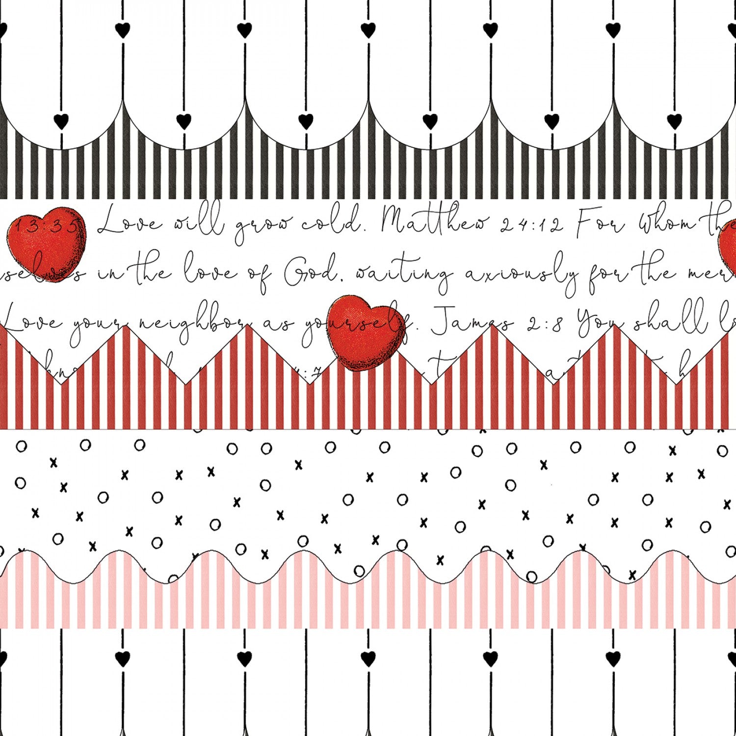 All My Heart Trimmings Border Stripe White # C14132R-WHITE