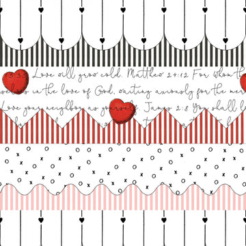 All My Heart Trimmings Border Stripe White # C14132R-WHITE  Fabric - StoryQuilts.com