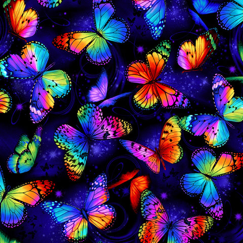 Multi Bright Butterflies Flying # C8530-MULT