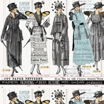 Sew Journal Paper Pattern Fashion Border Stripe White # CD13884R-WHITE  Fabric - StoryQuilts.com
