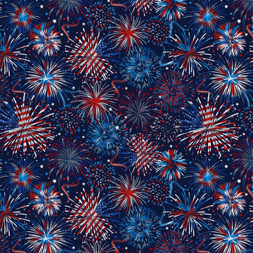 Usa Flag Fireworks  Fabric - StoryQuilts.com