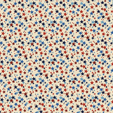 Cream Usa Mini Stars  Fabric - StoryQuilts.com