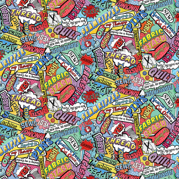 Multi Sewing & Quilting Words Comic CD2595-MULTI