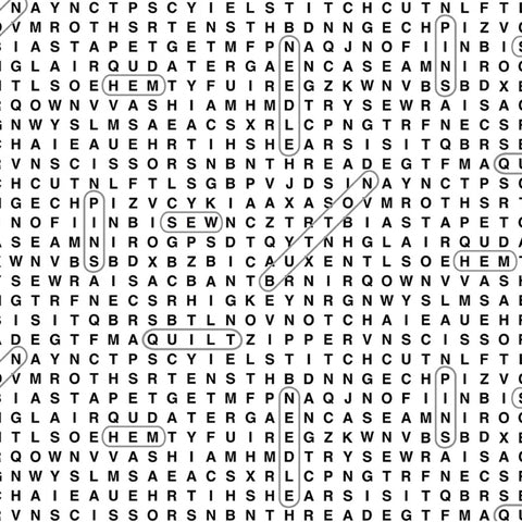 White Sewing Word Search  CD2596-WHITE
