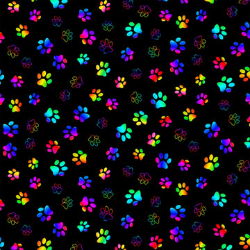 Black Rainbow Paw Prints # CD3035-BLACK