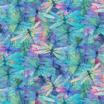 Dream Packed Dragonflies # CD3205-DREAM,  sold in 1/2 yard increments  Fabric - StoryQuilts.com