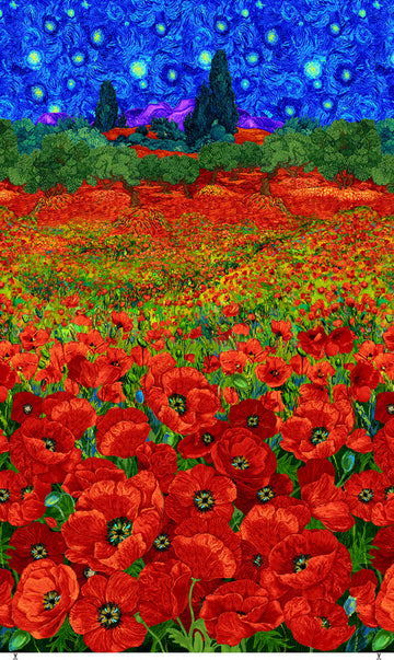Multi Poppies Field Panel 24In # CD3220-MULTI  Fabric - StoryQuilts.com