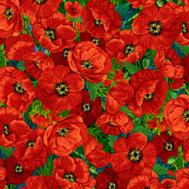 Red Large Poppy # CD3221-RED,  sold in 1/2 yard increments