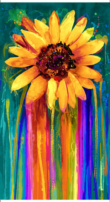 Multi Sunflower Panel 24In # CD3300-MULTI  Fabric - StoryQuilts.com