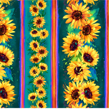 Teal Sunflowers 11 Stripes # CD3302-TEAL