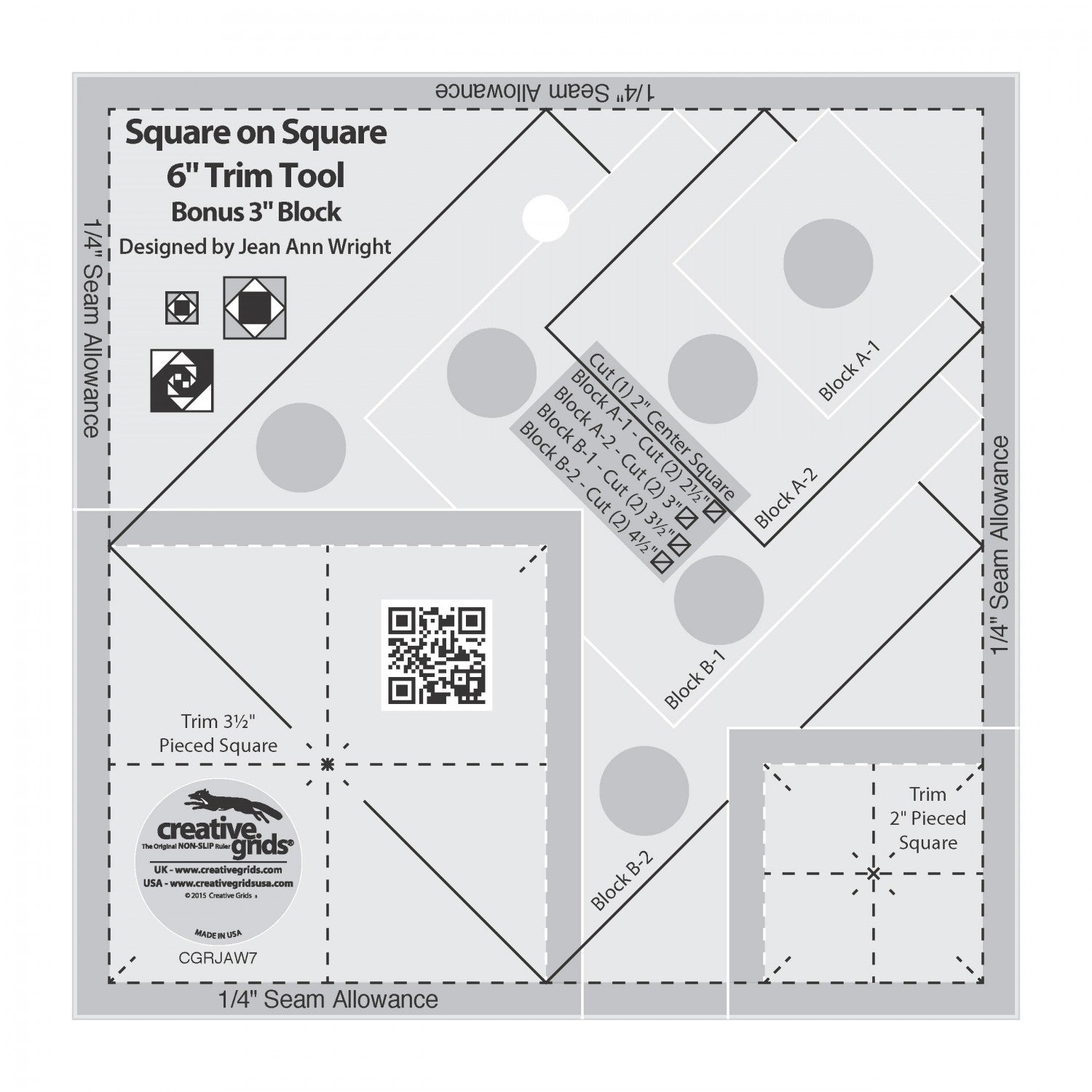 Creative Grid Square on Square trim tool. 3in or 6 in, CGRJAW7