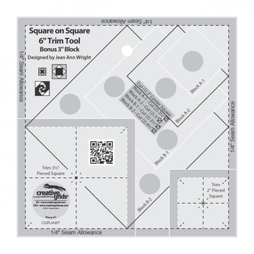 Creative Grid Square on Square trim tool. 3in or 6 in, CGRJAW7  Ruler - StoryQuilts.com