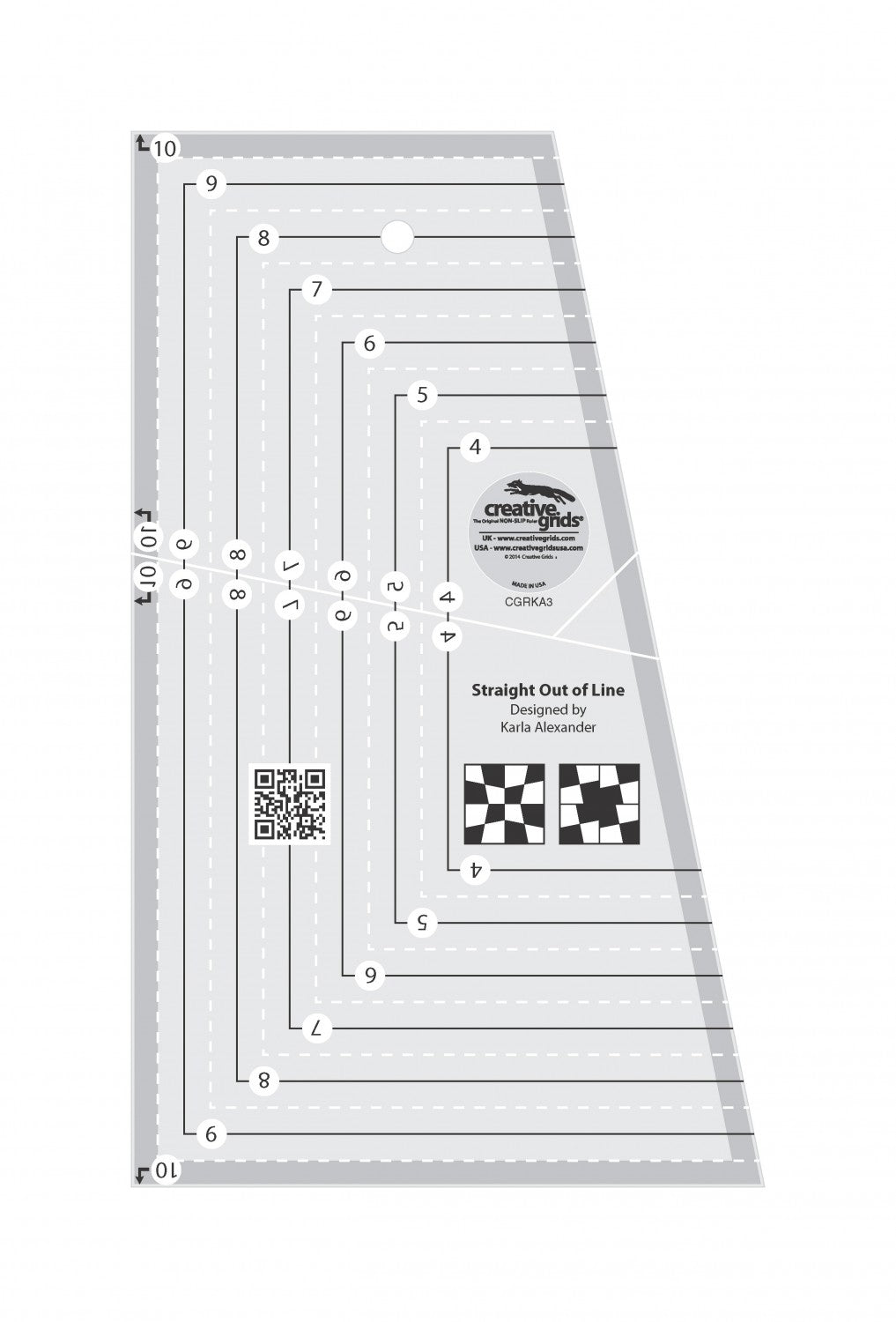 Creative Grids Straight Out Of Line 6in x 10in Quilt Ruler CGRKA3