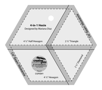 Creative Grids 4-in-1 Hexie # CGRSM1  Ruler - StoryQuilts.com