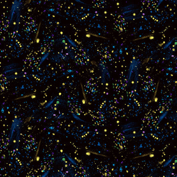 Black Utopia Small Metallic Paint Splatters  Fabric - StoryQuilts.com